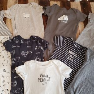Lot of nine 18 mo. Boys onesies, Carters brand